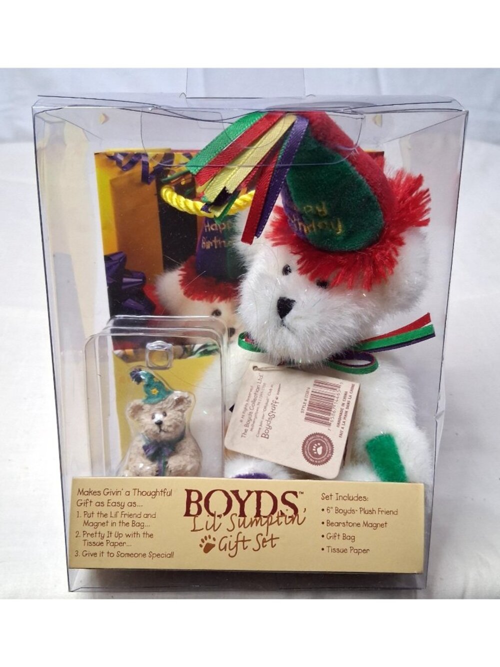 Boyds Bears 2005 Happy Birthday Lil' Sumptin' Gift Set #573016 NOS VTG